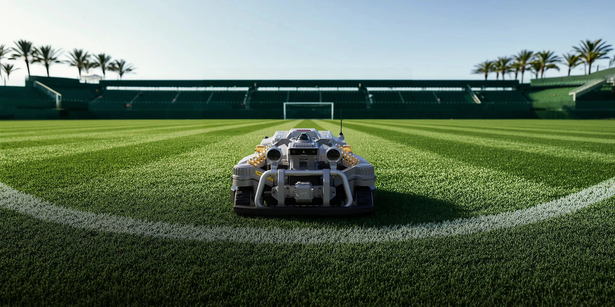 Maston auf dem Spielfeld eines Stadions